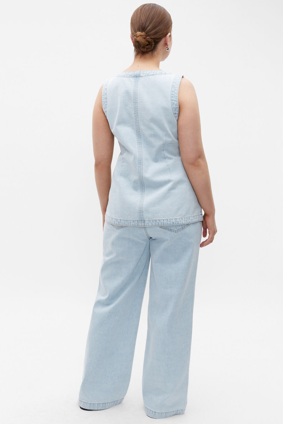 Denim Button Down Vest  Glacier Denim