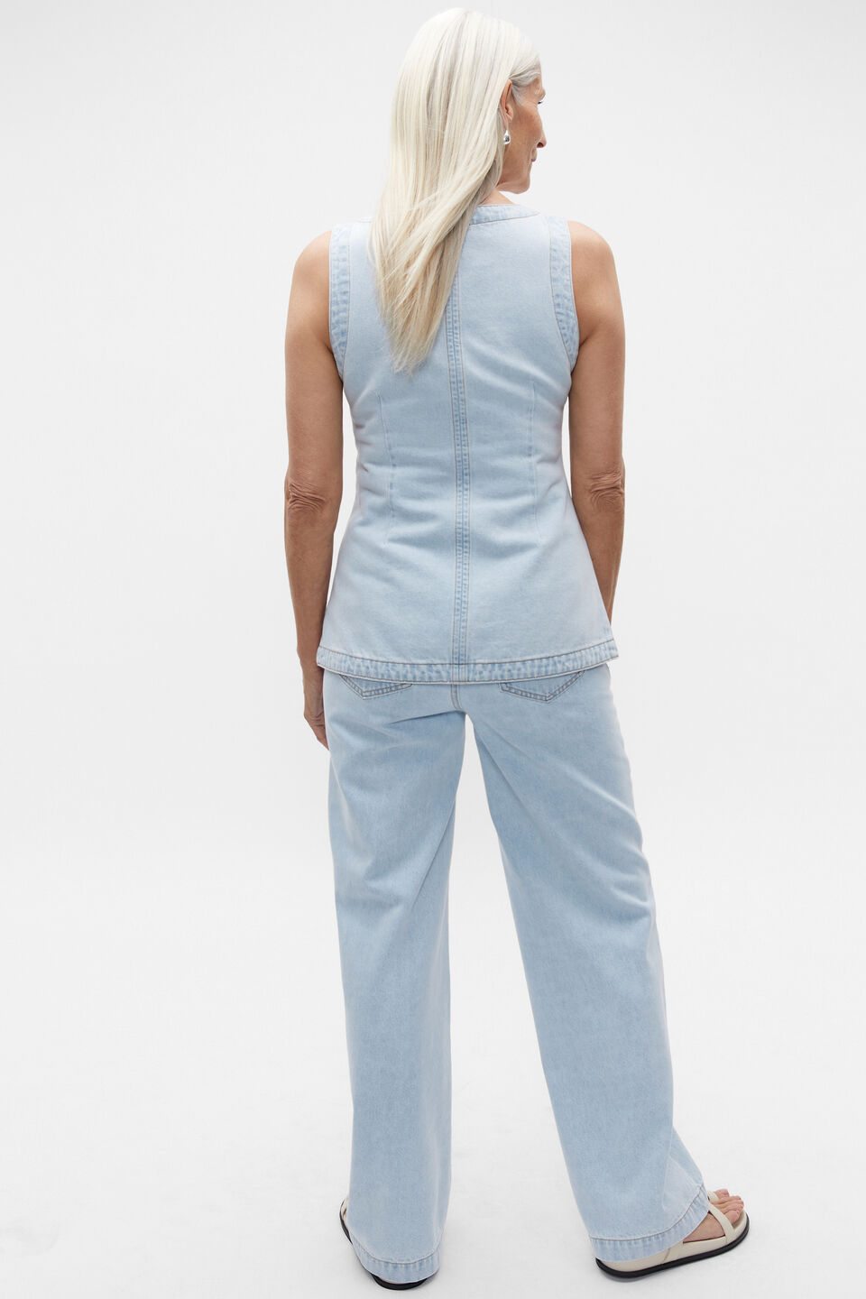 Denim Button Down Vest  Glacier Denim