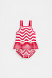 Stripe Crochet Romper  Strawberry Red  hi-res
