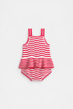 Stripe Crochet Romper  Strawberry Red  hi-res