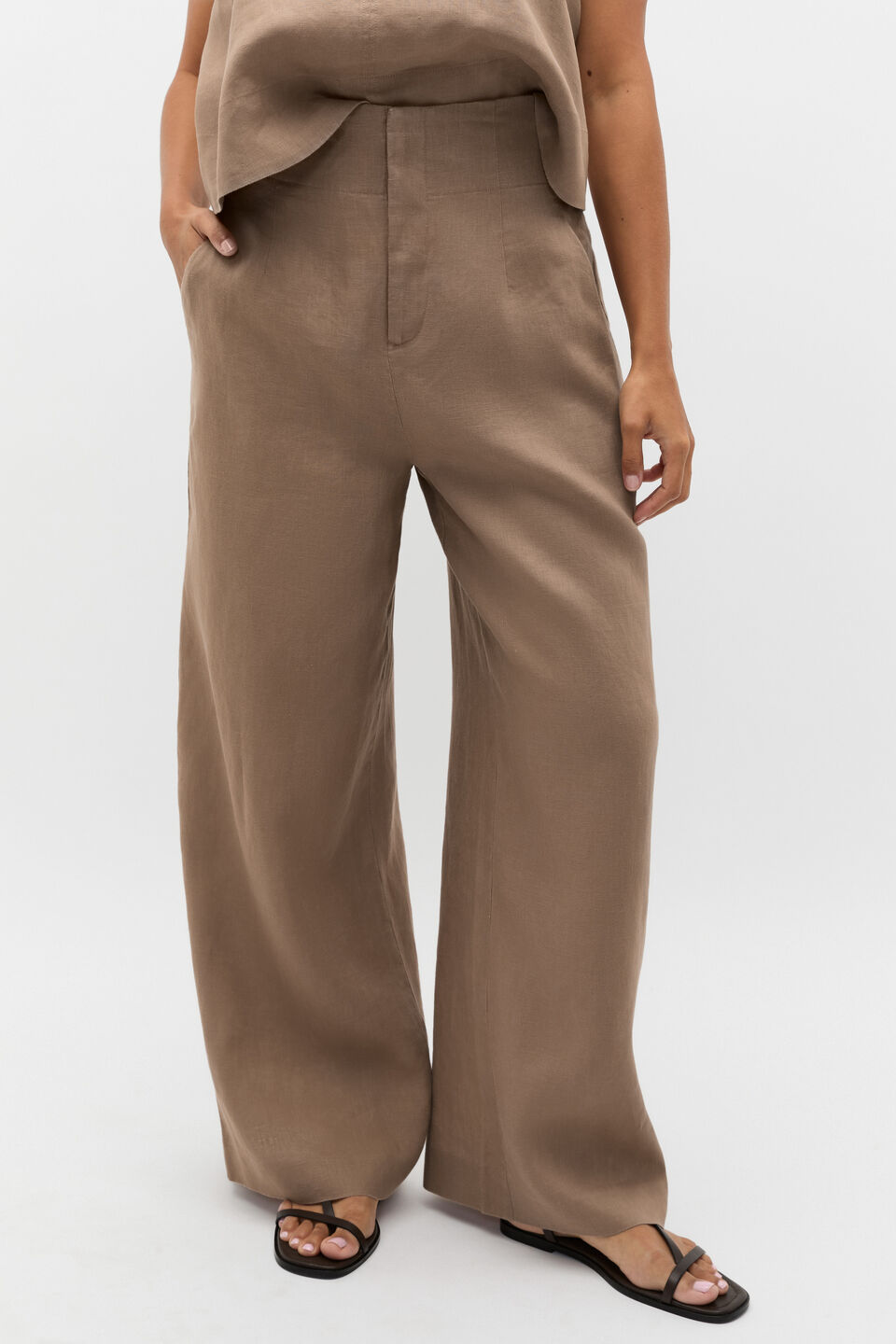 Core Linen Waisted Pant  Nutmeg