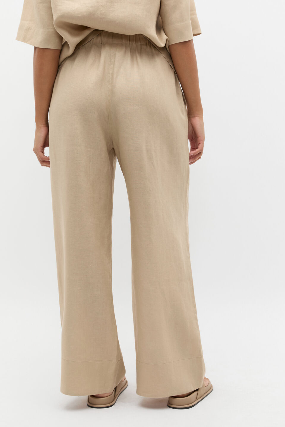 Core Linen Casual Tie Pant  Iced Latte
