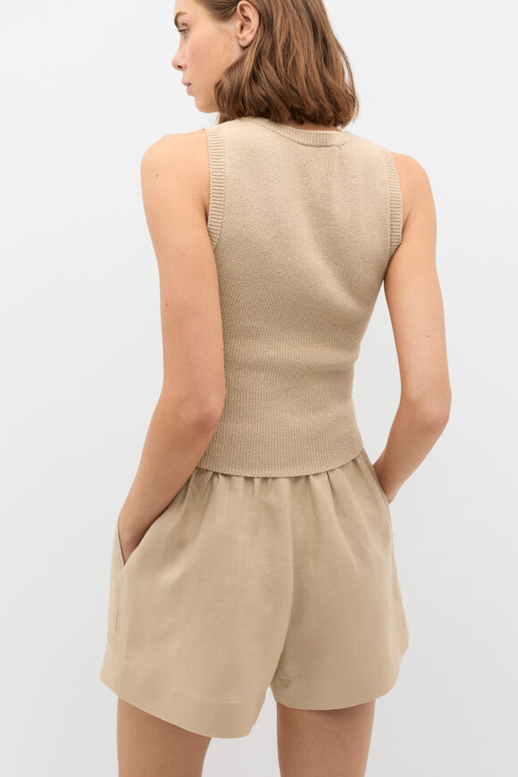 Textured Cotton Knit Top  Iced Latte  hi-res