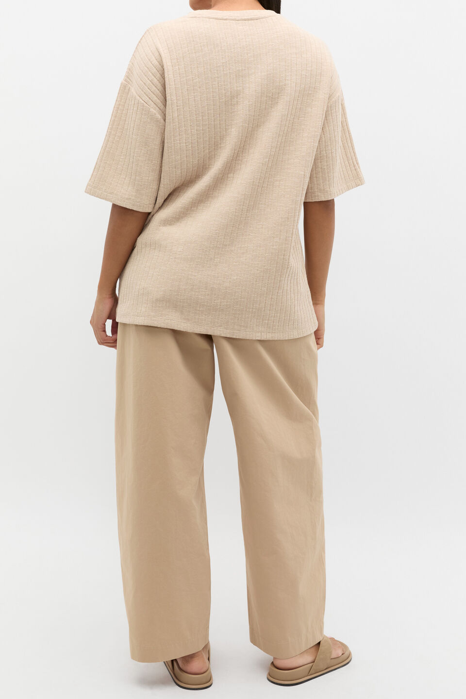 Textured Longline Boxy Tee  Iced Latte Twist