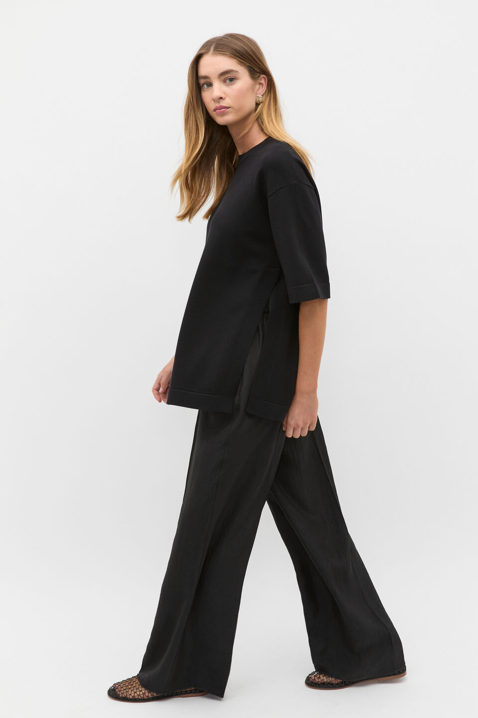 Oversized Side Split Knit  Black