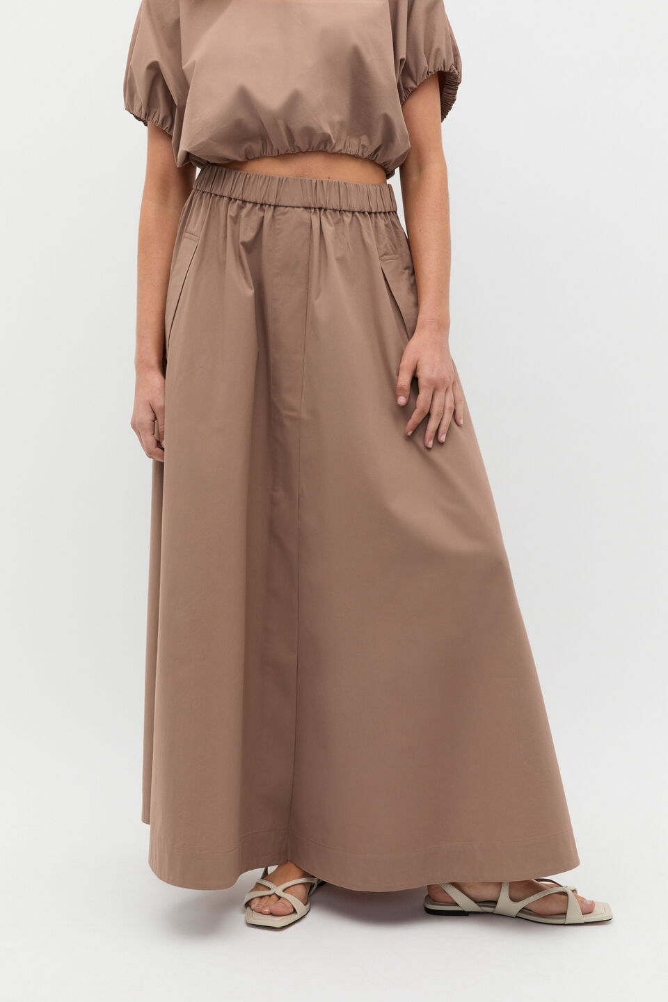 Poplin Voluminous Skirt  Nutmeg