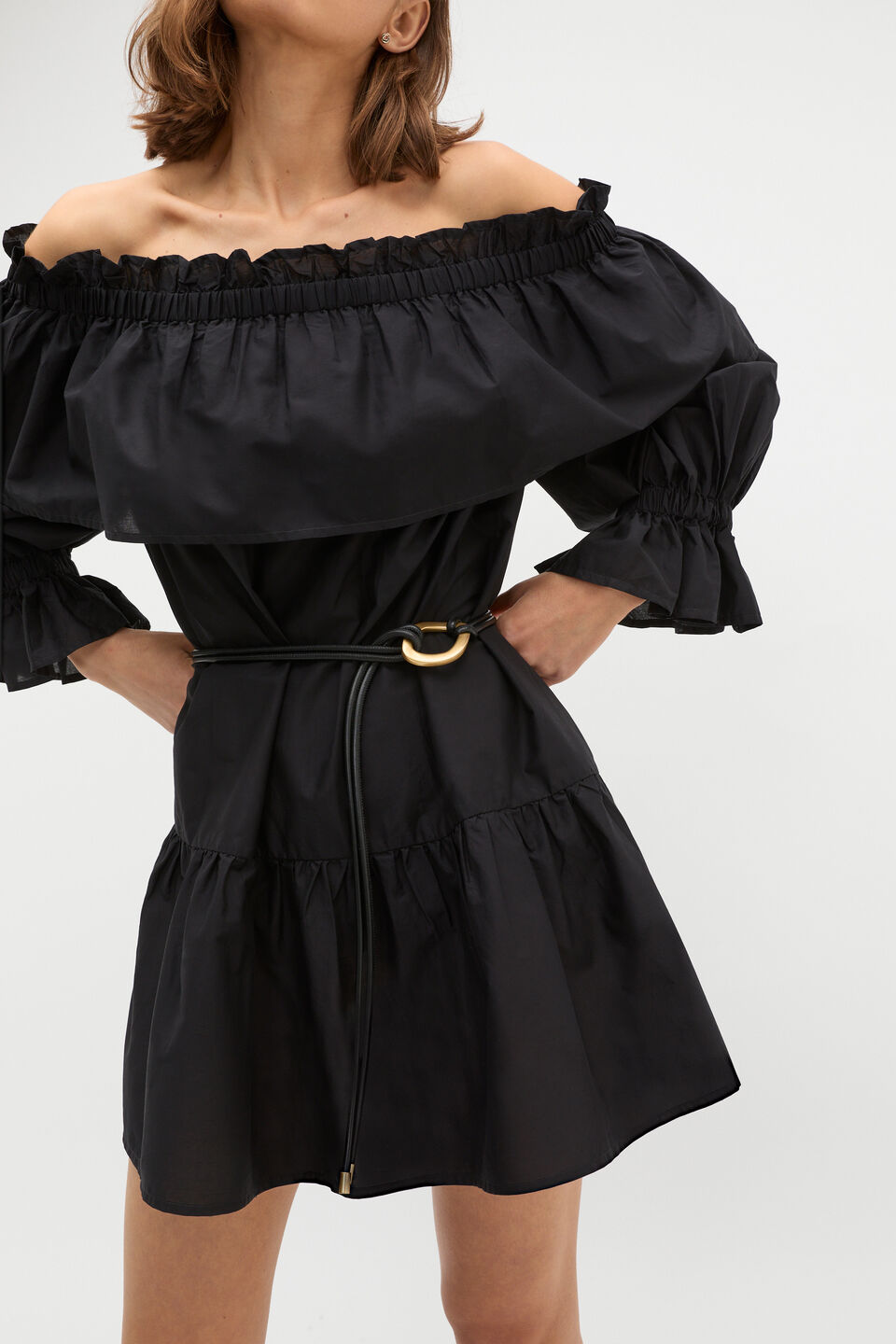 Stella Ring Detail Tubular Belt  Black