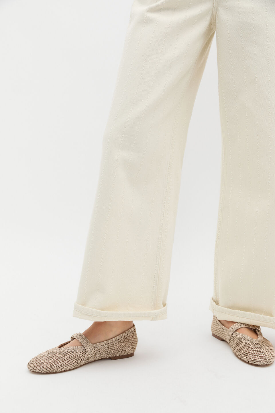 Mara Crochet Ballet Flat  Pale Gold