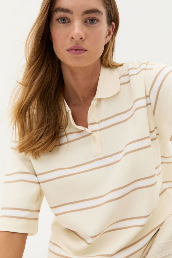 Stripe Boxy Polo  Buttercream Stripe  hi-res