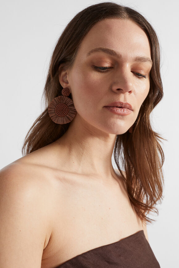 Circle Raffia Earring  Woodland  hi-res