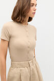 Rib Button Through Top  Iced Latte  hi-res