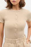 Rib Button Through Top  Iced Latte  hi-res