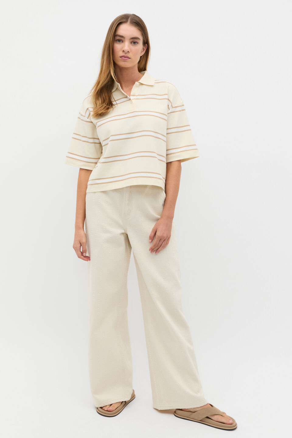Stripe Boxy Polo  Buttercream Stripe