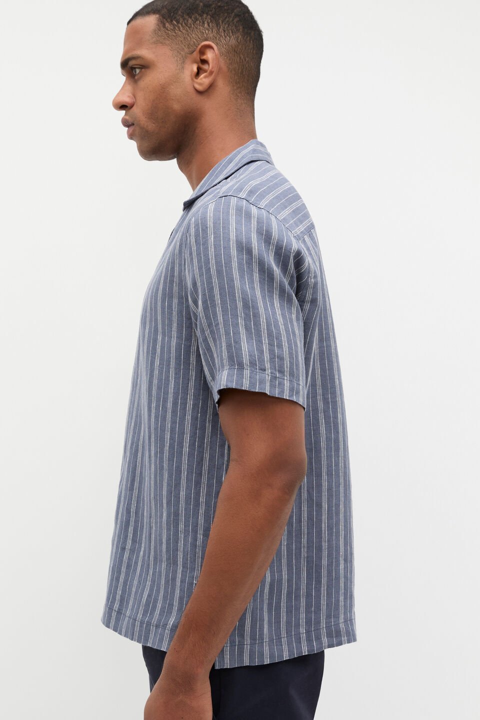 Stripe Linen Shirt  Storm Blue