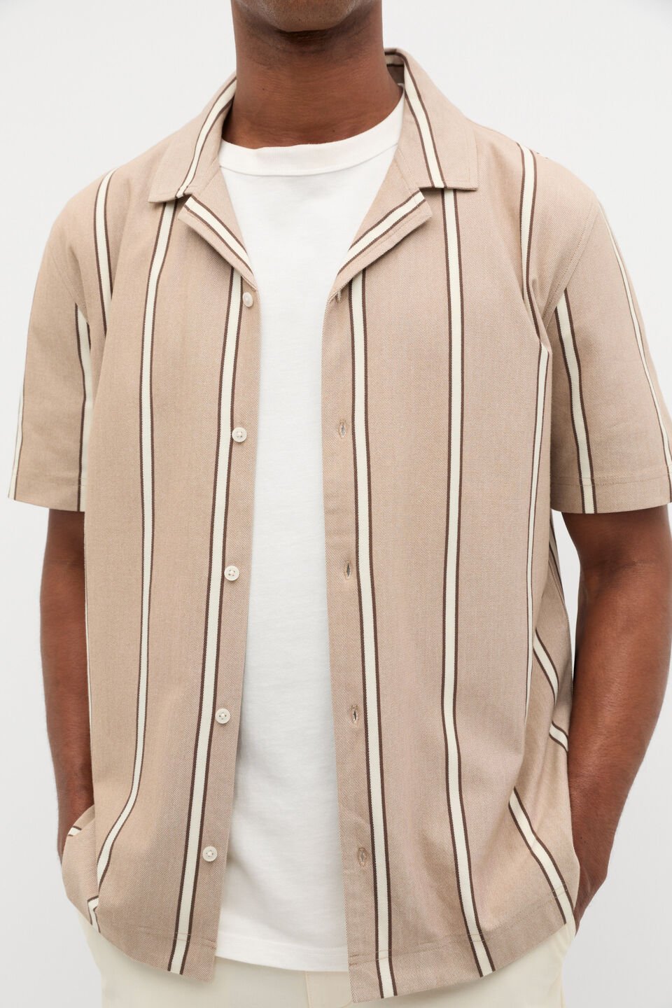 Stripe Pique Shirt  Nougat