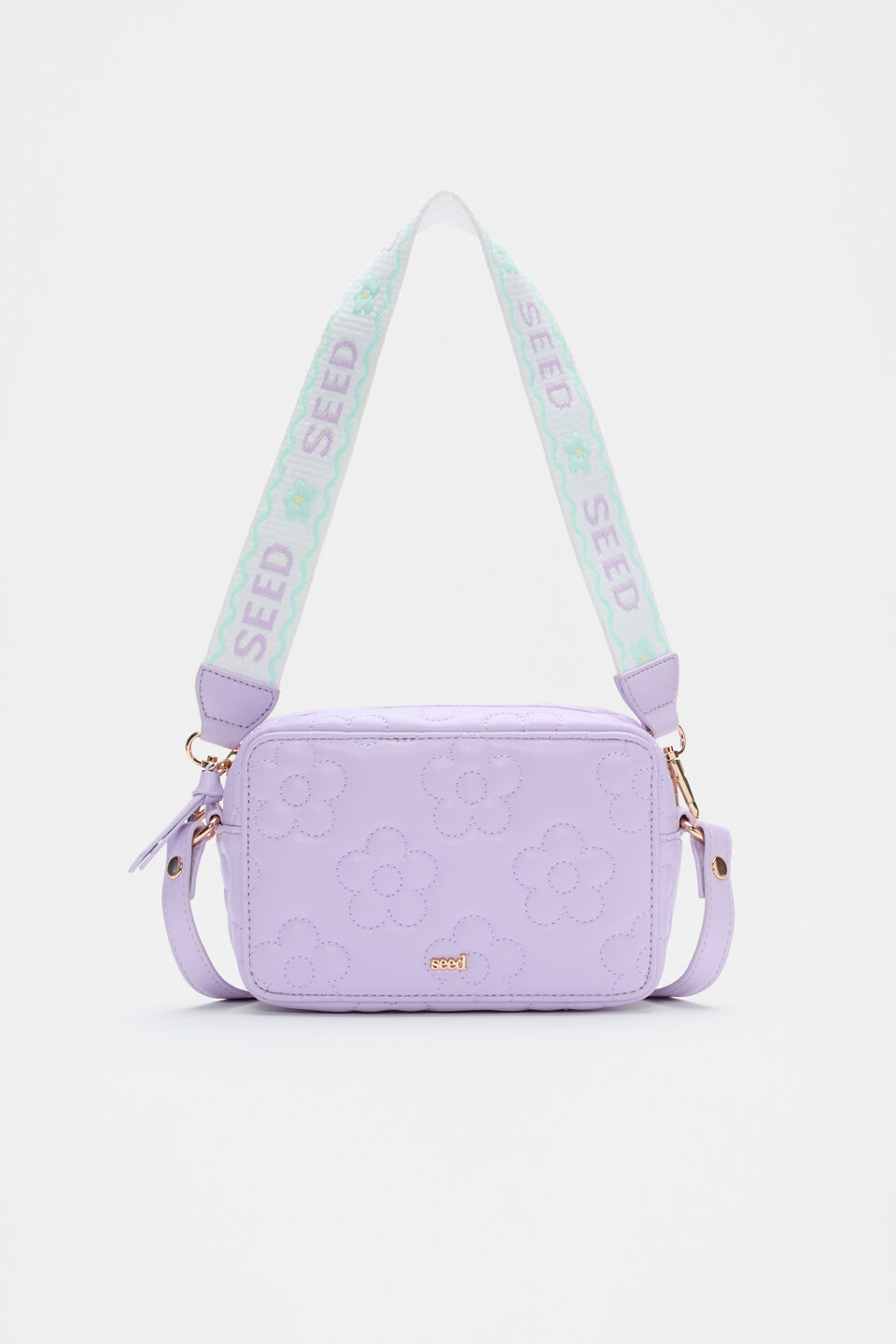 Flower Embroidered Camera Bag  Lavender
