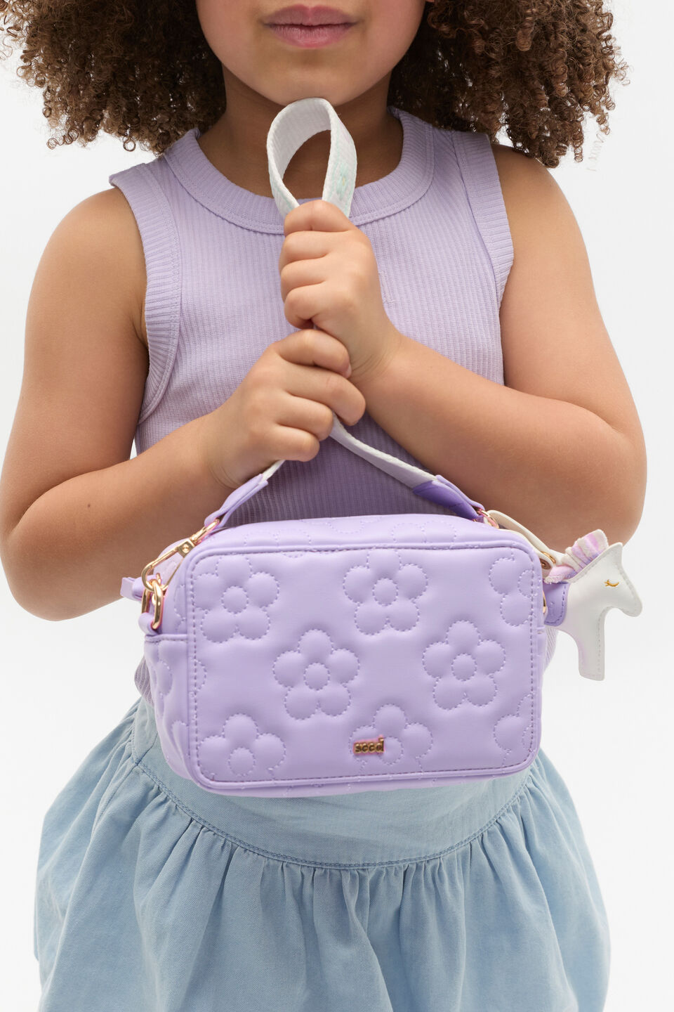 Flower Embroidered Camera Bag  Lavender