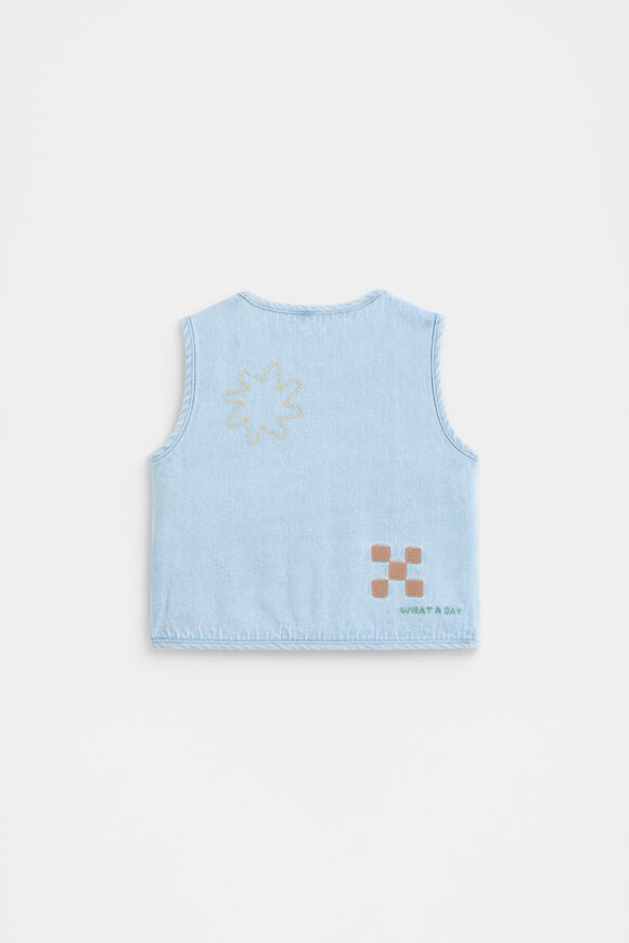 Patched Denim Vest  Light Wash  hi-res