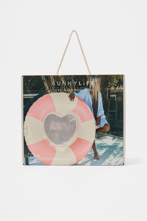 Heart LuxeTube Pool Ring  Pink Stripe  hi-res