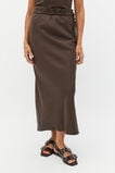 Linen Tie Column Skirt  Dark Espresso  hi-res