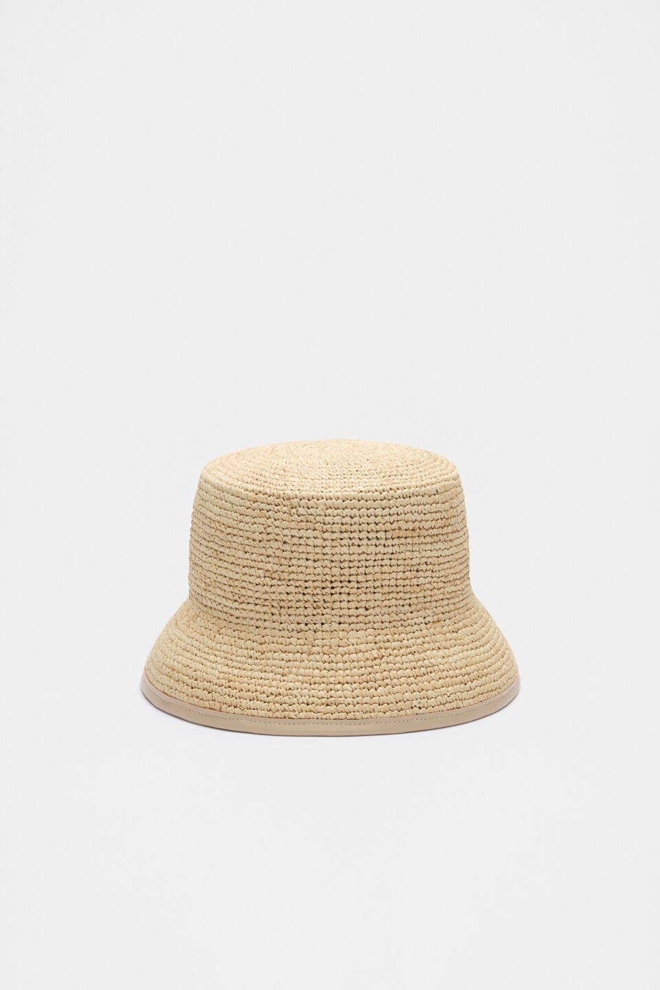 Trim Detail Raffia Bucket Hat  Iced Latte