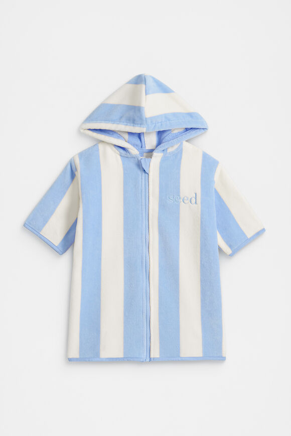 Mini Swim Zip Poncho  Luna Blue Stripe  hi-res