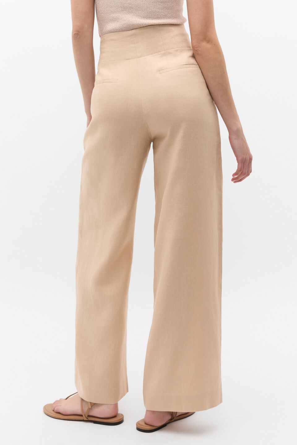 Core Linen Waisted Pant  Ecru