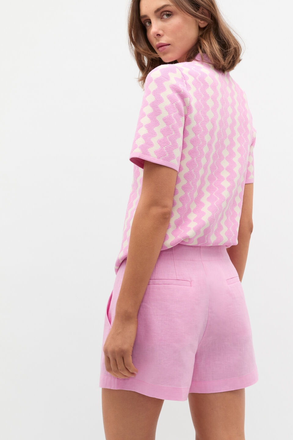 Core Linen Waisted Short  Fairy Floss