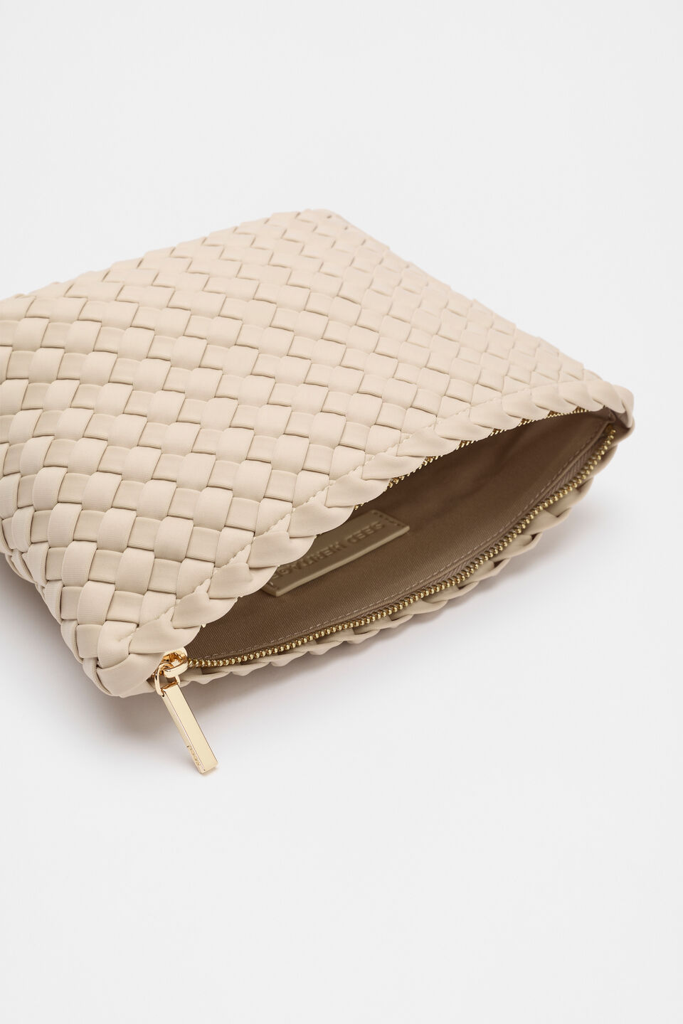 Woven Textured Pouch  Ecru