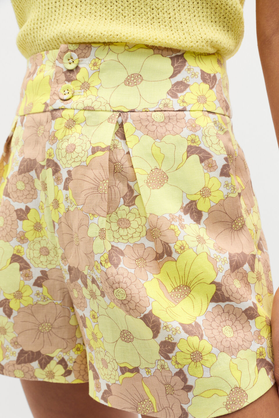 Linen Vintage Floral Short  Vintage Floral