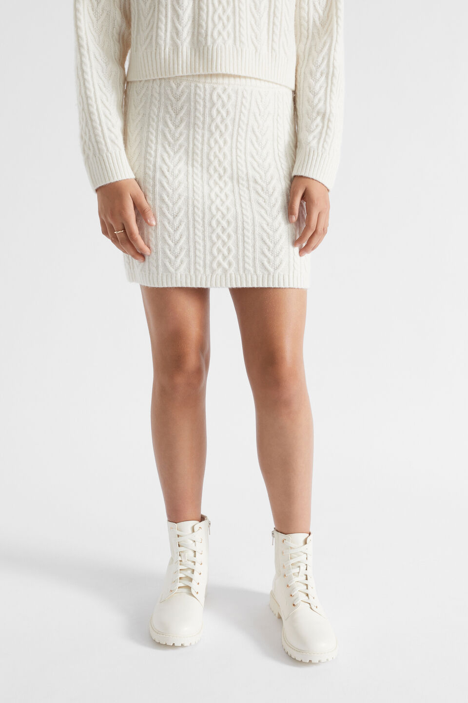 Cable Knit Skirt  Vintage Cream