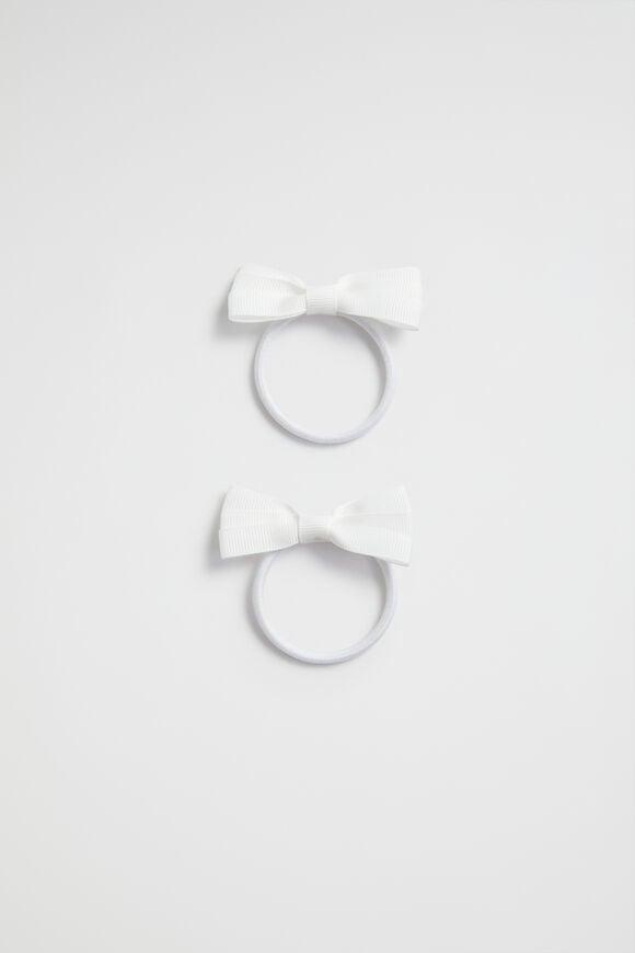 Grosgrain Bow Elastic Pack  White Grosgrain Bow Elastic Pack  White  hi-res