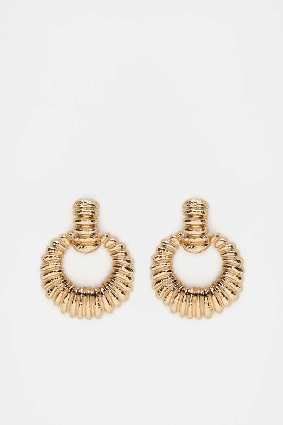 Textured Drop Earring  Gold Textured Drop Earring  Gold  hi-res
