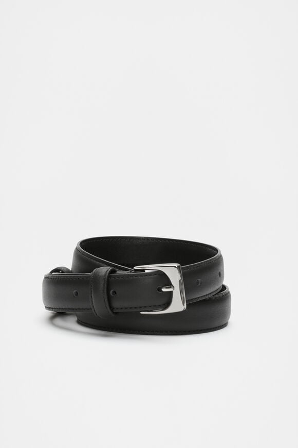 Kinsley Rounded Buckle Belt  Black Silver Kinsley Rounded Buckle Belt  Black Silver  hi-res
