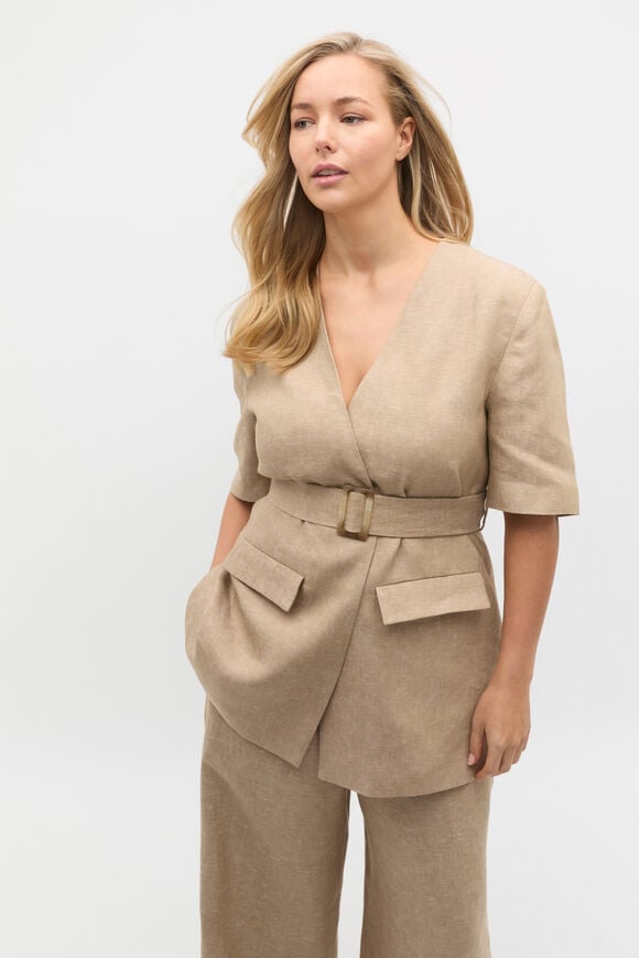 Linen Crossdye Tie Waist Jacket  Rye Crossdye Linen Crossdye Tie Waist Jacket  Rye Crossdye  hi-res