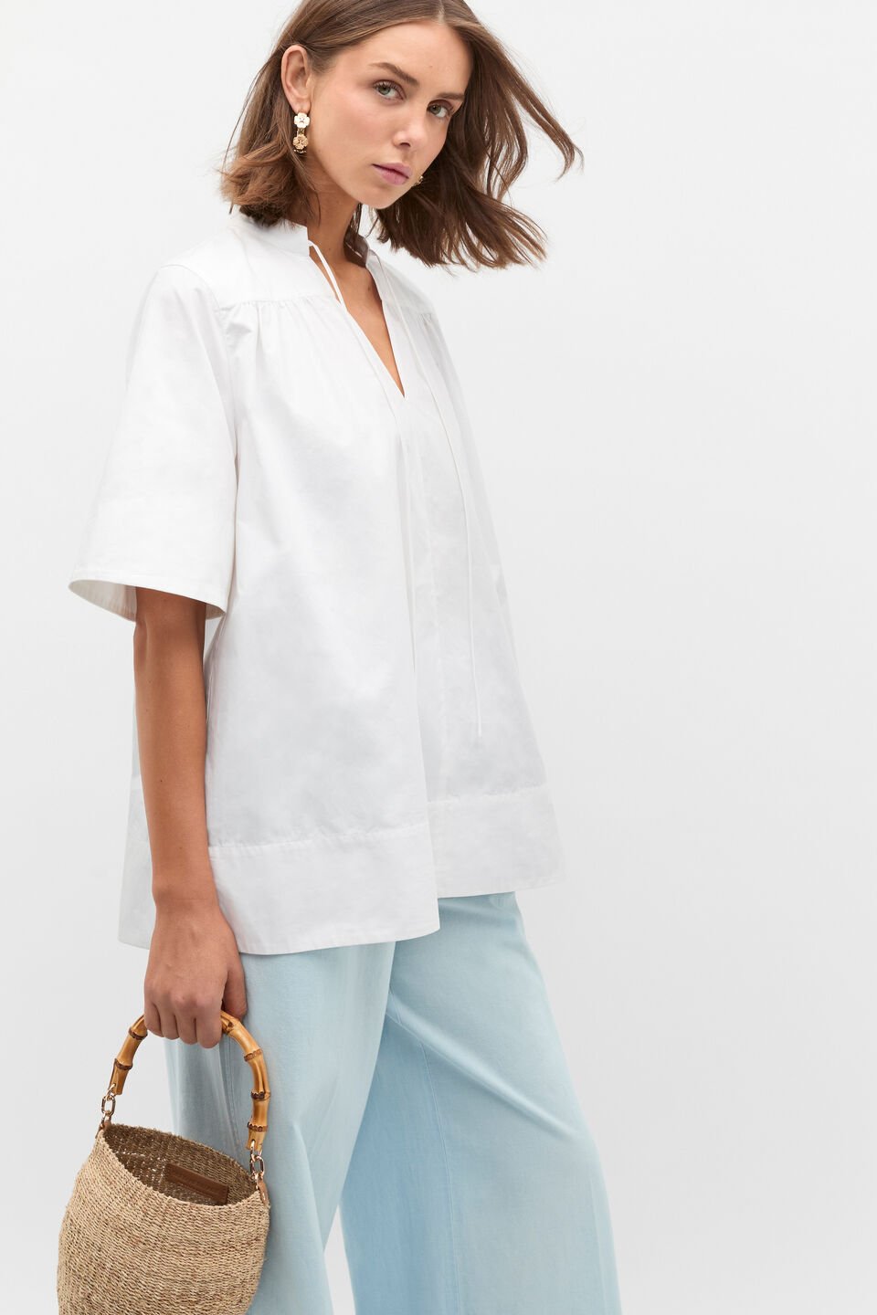 Cotton Poplin Swing Tunic  Whisper White