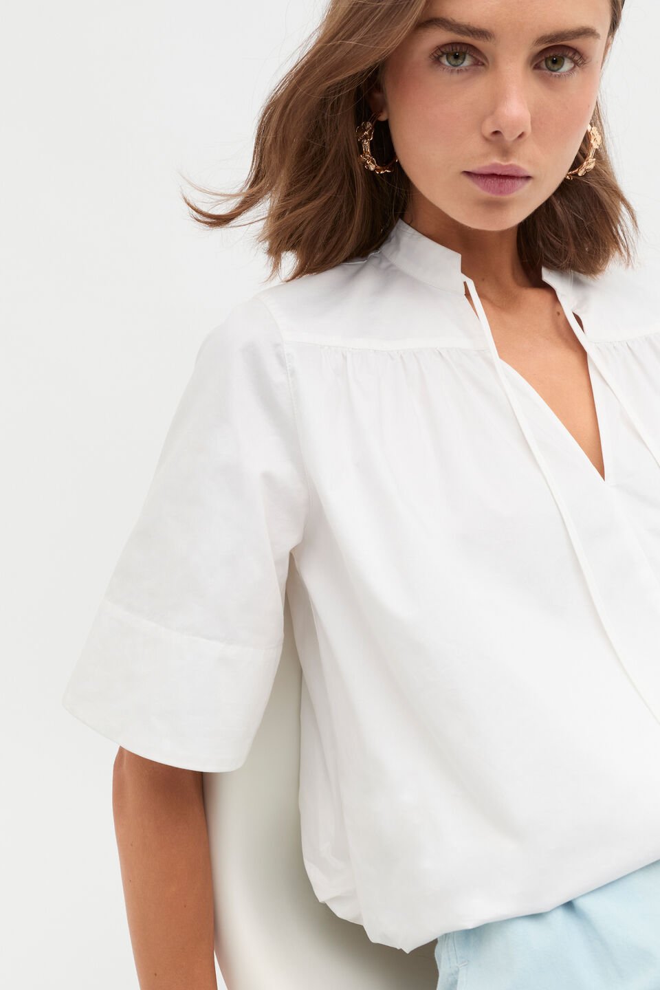Cotton Poplin Swing Tunic  Whisper White