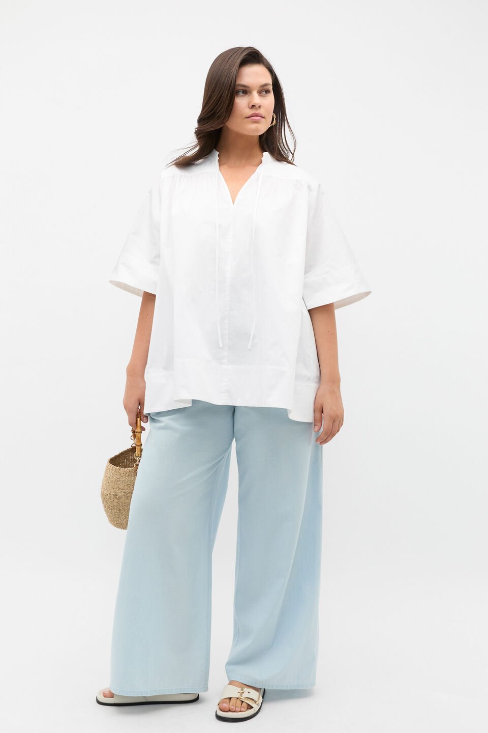 Cotton Poplin Swing Tunic  Whisper White