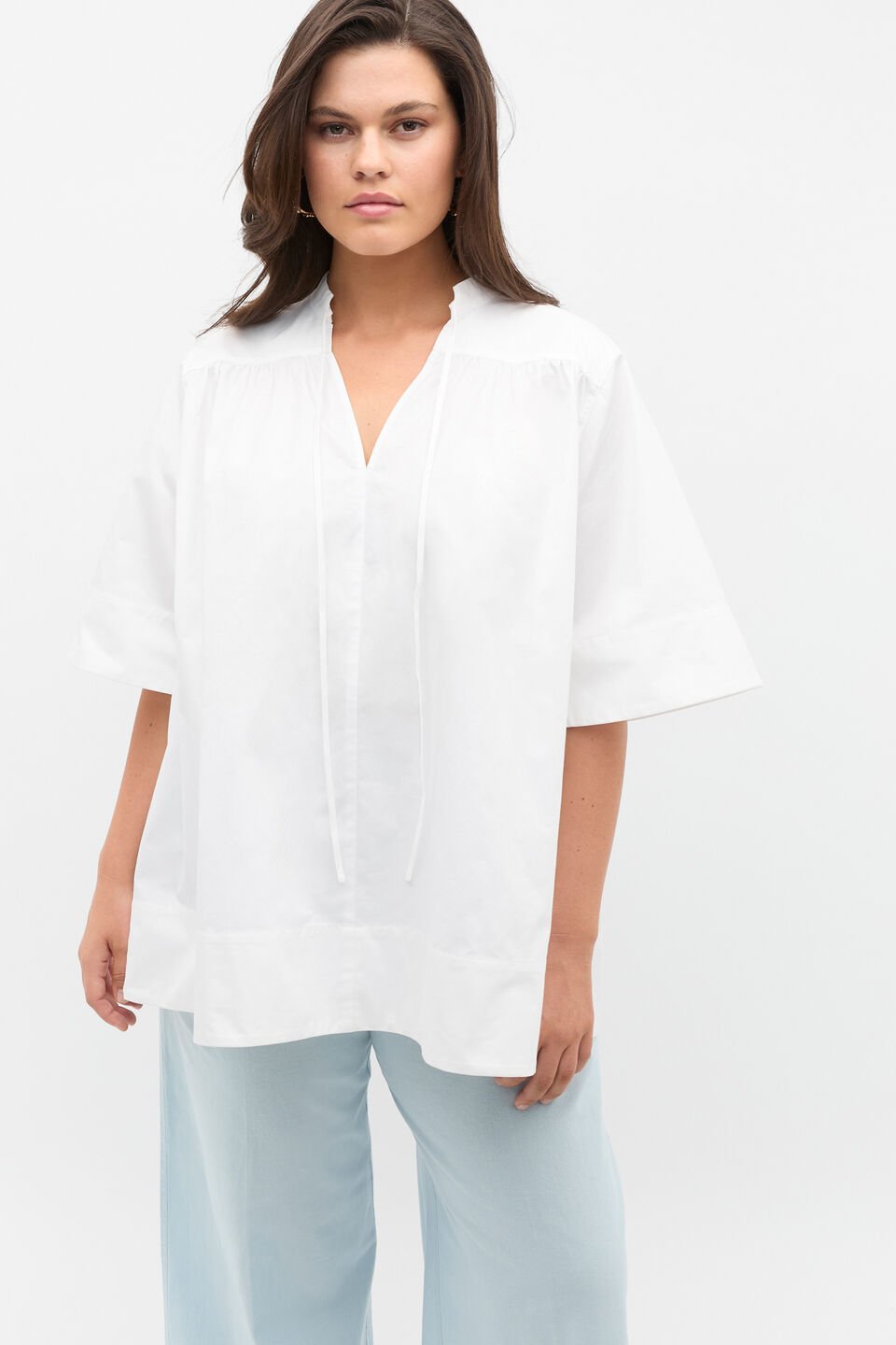 Cotton Poplin Swing Tunic  Whisper White