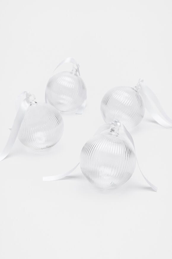 Glass Bauble Pack of 4  Clear Glass Bauble Pack of 4  Clear  hi-res