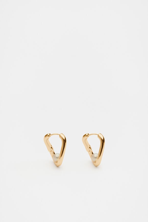 Rectangle Pearl Hoop  Gold Rectangle Pearl Hoop  Gold  hi-res