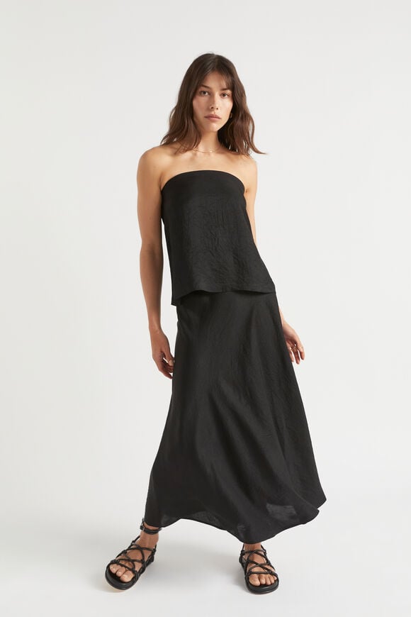 Satin Strapless Top  Black Satin Strapless Top  Black  hi-res