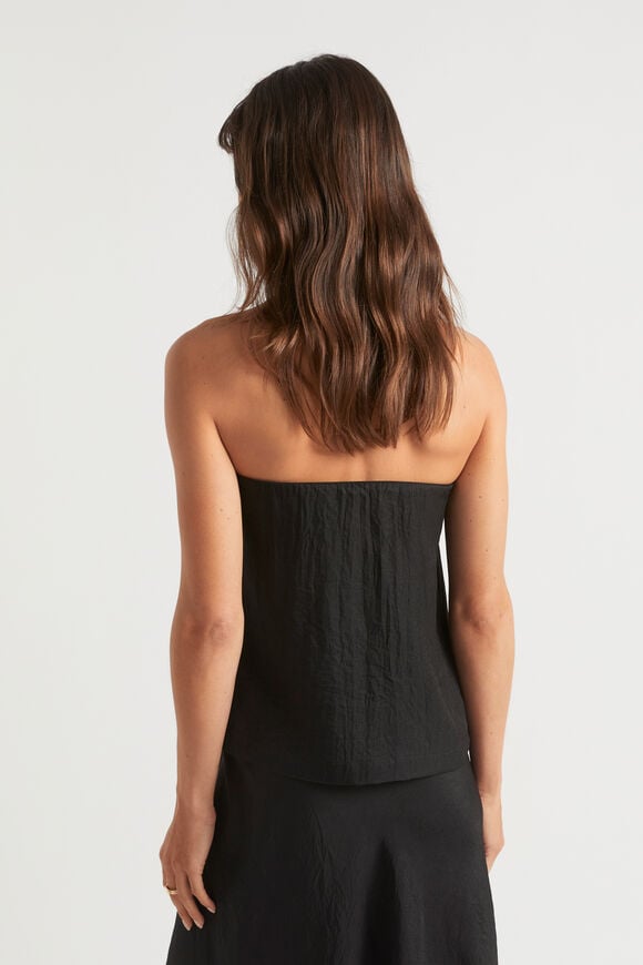 Satin Strapless Top  Black Satin Strapless Top  Black  hi-res