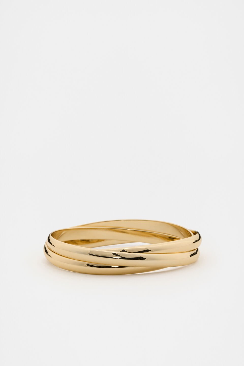 Looped Links Bangle Stack  Gold