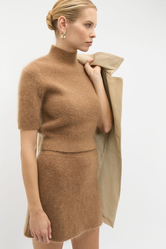 Mock Neck Knitted Top  Amaretto Marle Mock Neck Knitted Top  Amaretto Marle  hi-res