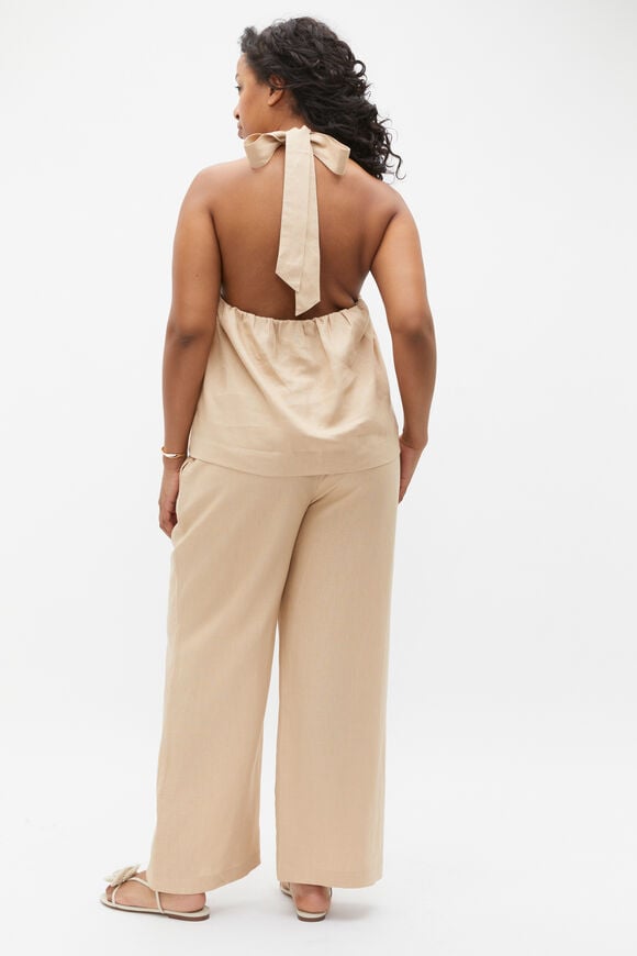 Linen Halter Top  Nougat Linen Halter Top  Nougat  hi-res