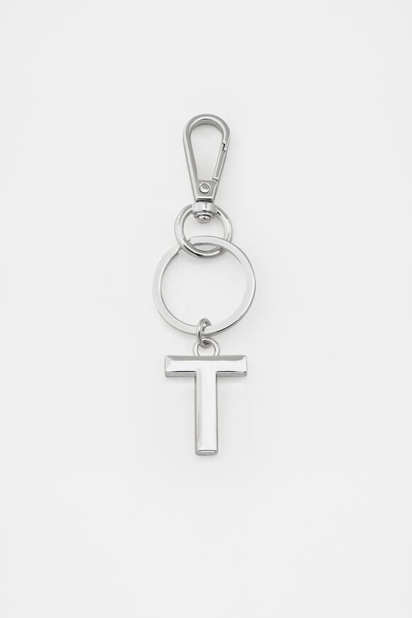Silver Initials Keyring  T Silver Initials Keyring  T  hi-res