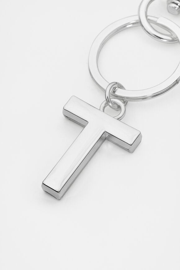 Silver Initials Keyring  T Silver Initials Keyring  T  hi-res