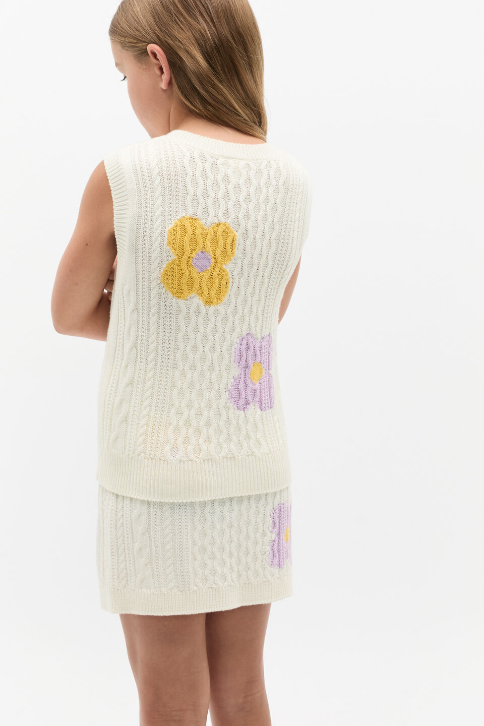 Flower Cable Vest  Classic Cream