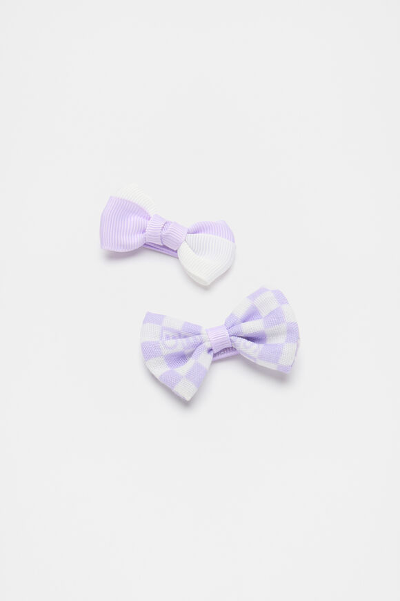 Check Logo Bow Duck Clips Duo  Lavender  hi-res
